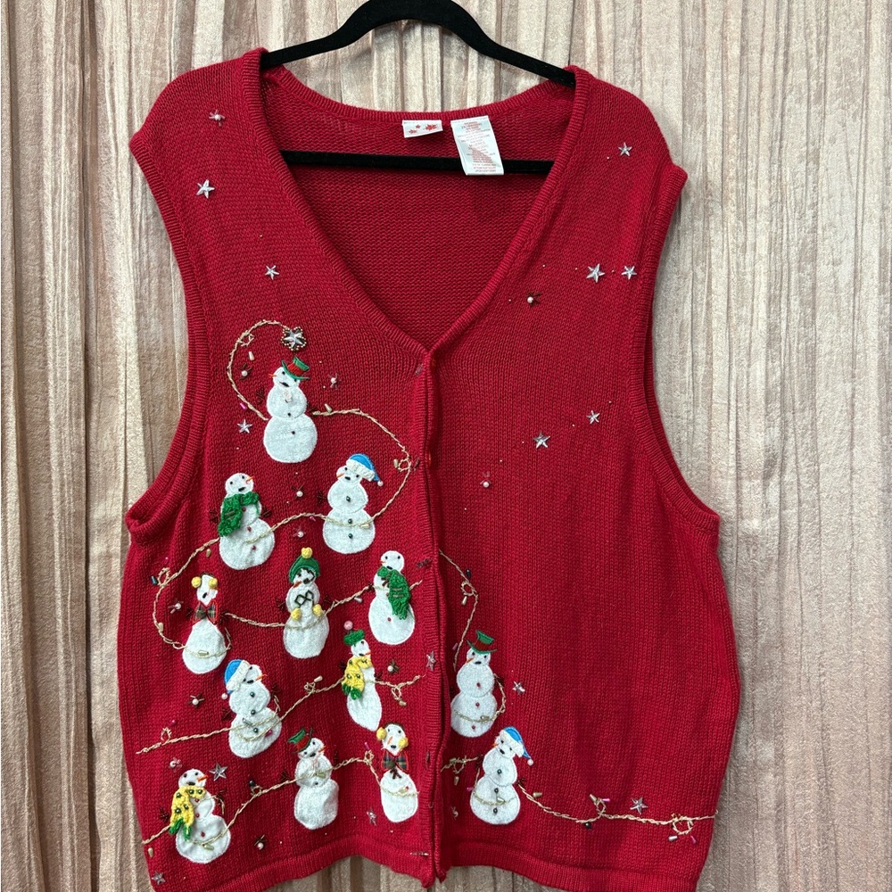 Festive Red Snowman Sweater Vest